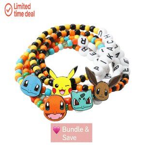 Pokémon 5-Piece Stretchy Beaded Bracelet Set with Character Charms